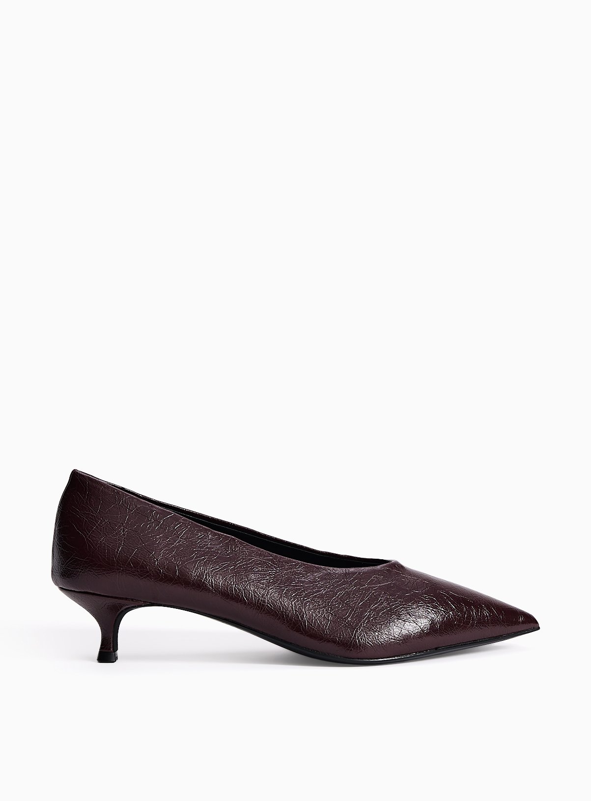 Dark Red Heeled  Pointed Court Shoes 4 - Image 1 thumbnail